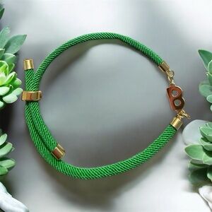 Vibrant Green and Gold Women's Bracelet